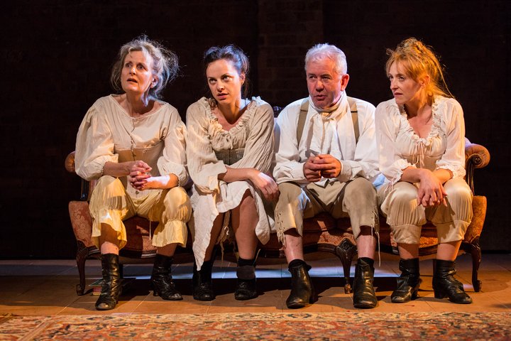 Four actors in Victorian dress on stage in The Lizzie Play, part of RADA Festival 2017