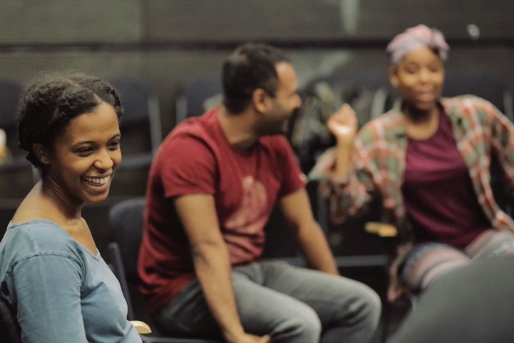 actors and directors chat in a workshop for the Beyond the Canon monologue showcase