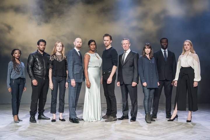 cast of Hamlet on set in the Jerwood Vanbrugh Theatre